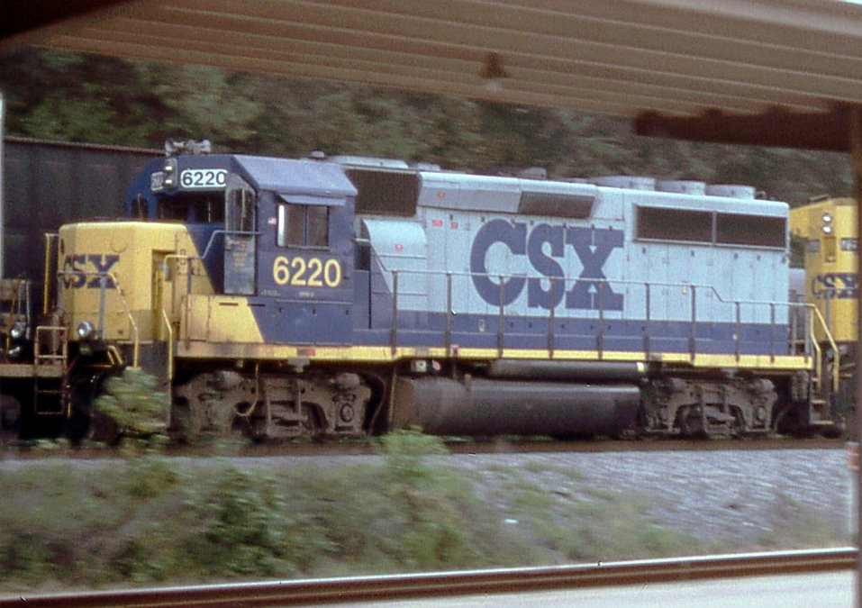 CSX 6220 helping on NB intermodal by the Amtrak station